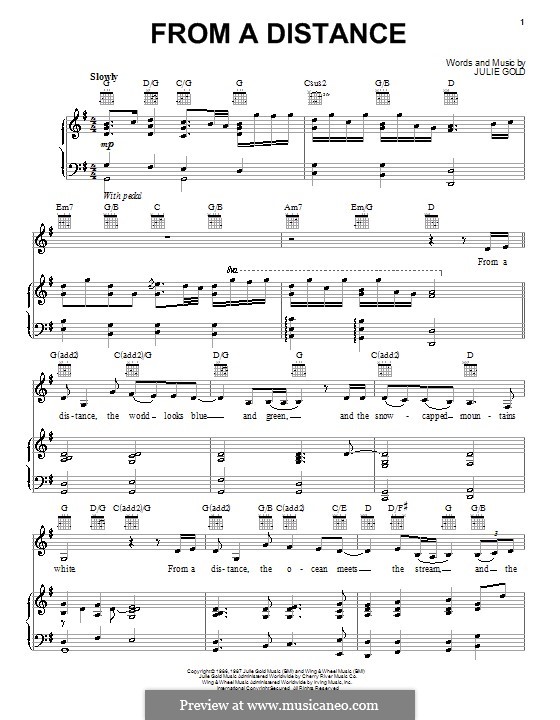 From a Distance: Para vocais e piano (ou Guitarra) by Julie Gold