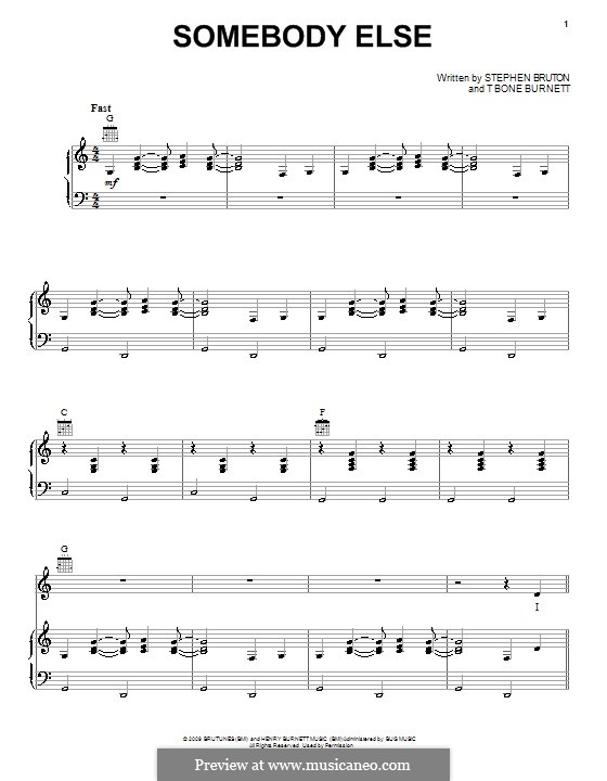 Somebody Else (Jeff Bridges): Para vocais e piano (ou Guitarra) by Stephen Bruton