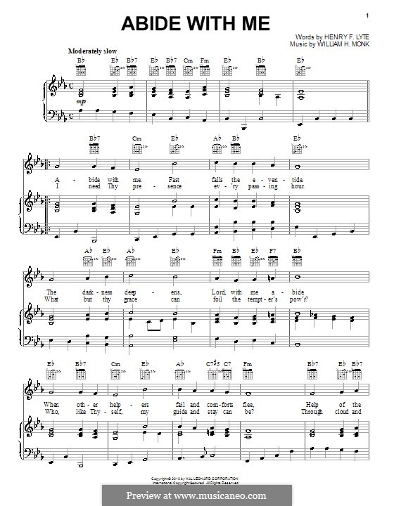 Abide with Me: Para vocais e piano (ou Guitarra) by William Henry Monk