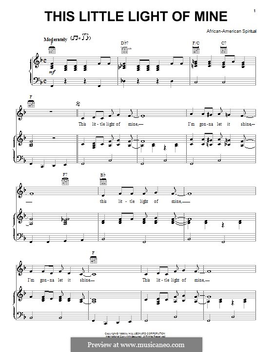 This Little Light of Mine (Printable scores): Para vocais e piano (ou Guitarra) by folklore