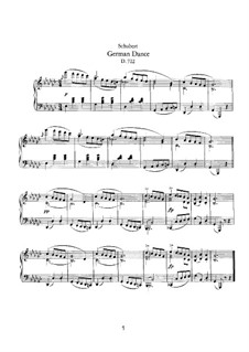 German Dance for Piano, D.722: para um único musico (Editado por H. Bulow) by Franz Schubert