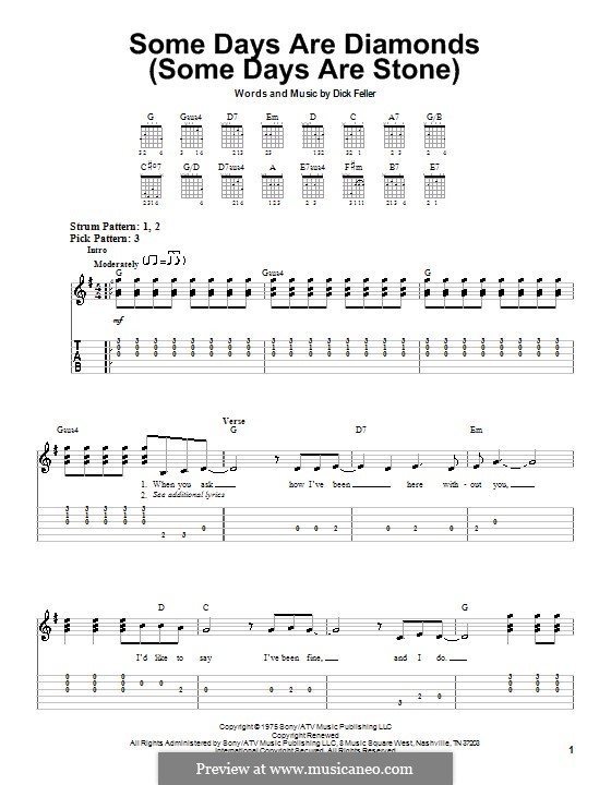 Some Days Are Diamonds (Some Days Are Stone): Para guitarra (versão facil) by Dick Feller