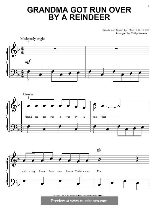 Grandma Got Run Over by a Reindeer: para piano (versão facil) by Randy Brooks