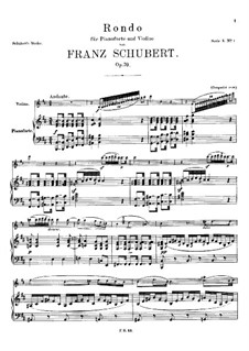 Rondo for Piano and Violin in B Minor, D.895 Op.70: Rondo for Piano and Violin in B Minor by Franz Schubert