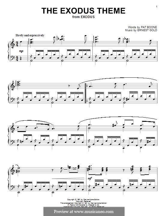 The Exodus Song (Pat Boone): Para Piano by Ernest Gold