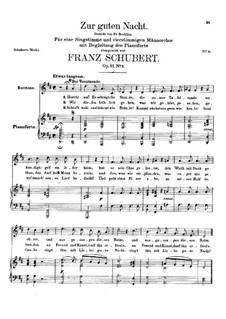 Zur guten Nacht (Good Night), D.903 Op.81 No.3: Partitura piano-vocal by Franz Schubert