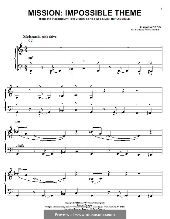 Mission: Impossible Theme: Facil para o piano by Lalo Schifrin
