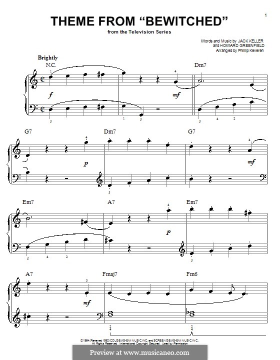 Theme from 'Bewitched': Facil para o piano by Jack Keller