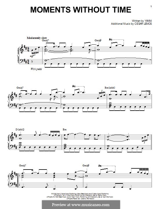 Moments without Time (Yanni): Para vocais e piano (ou Guitarra) by Cesar Lemos