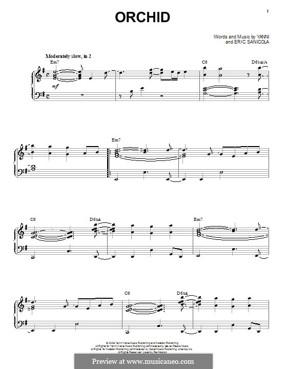 Orchid (Yanni): Para vocais e piano (ou Guitarra) by Eric Sanicola