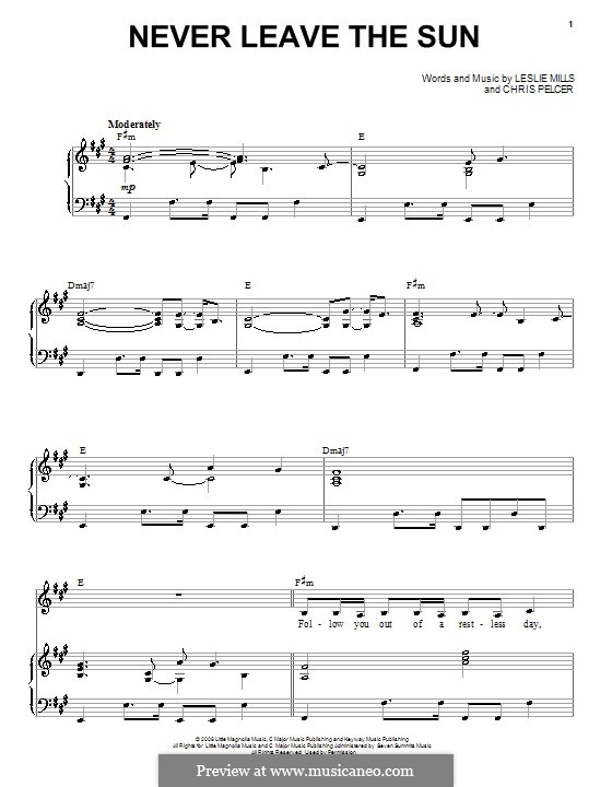 Never Leave the Sun (Yanni): Para vocais e piano (ou Guitarra) by Chris Pelcer, Leslie Mills