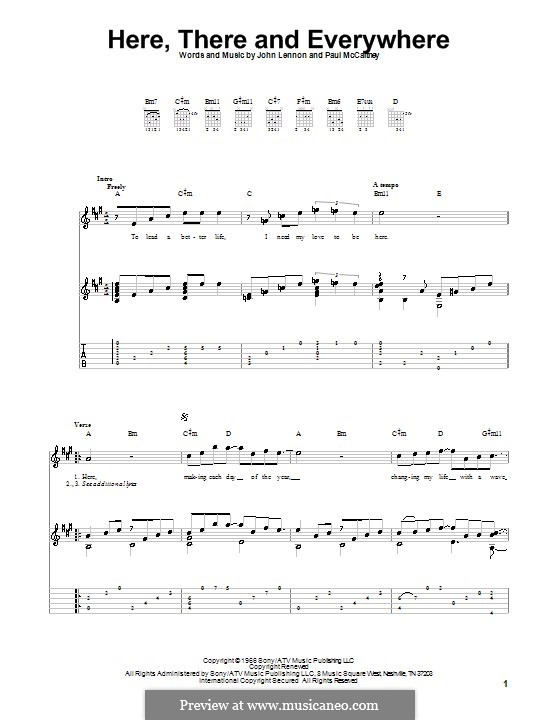 Here, There and Everywhere (The Beatles): para guitarras com guia by John Lennon, Paul McCartney