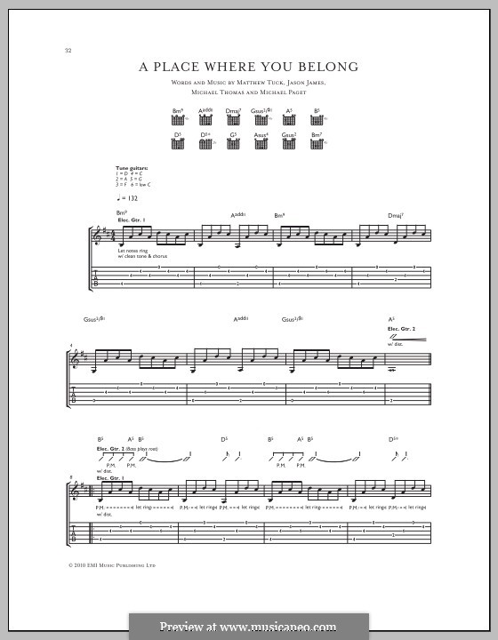 A Place Where You Belong (Bullet for My Valentine): Para guitarra com guia by Don Gilmore, Jason James, Matthew Tuck, Michael Paget, Michael Thomas