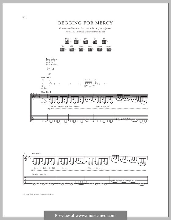 Begging for Mercy (Bullet for My Valentine): Para guitarra com guia by Don Gilmore, Jason James, Matthew Tuck, Michael Paget, Michael Thomas