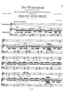 Der Winterabend (The Winter Evening), D.938: B flat Maior by Franz Schubert