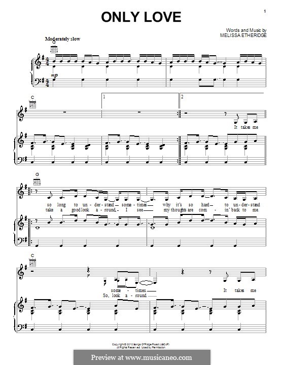 Only Love: Para vocais e piano (ou Guitarra) by Melissa Etheridge