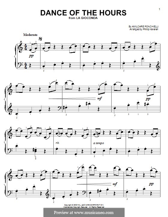 Dance of the Hours: Facil para o piano by Amilcare Ponchielli