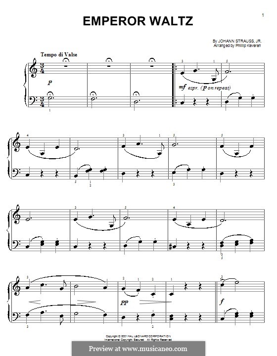 Emperor Waltz, Op.437: Facil para o piano by Johann Strauss (Sohn)