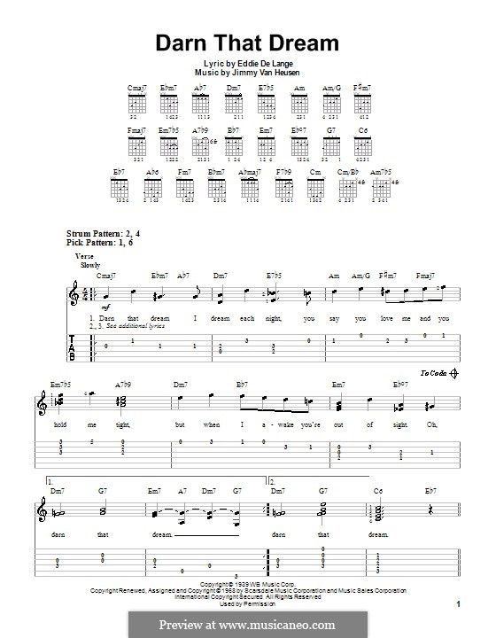 Darn That Dream: Para guitarra (versão facil) by Jimmy Van Heusen