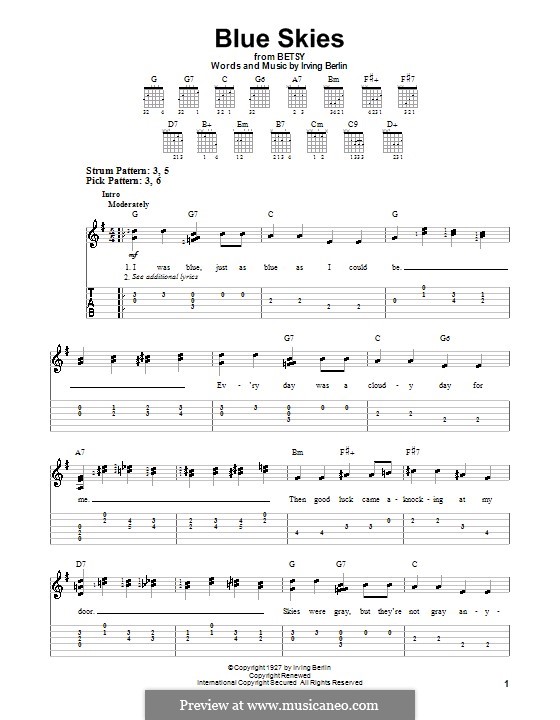 Blue Skies: Para guitarra (versão facil) by Irving Berlin