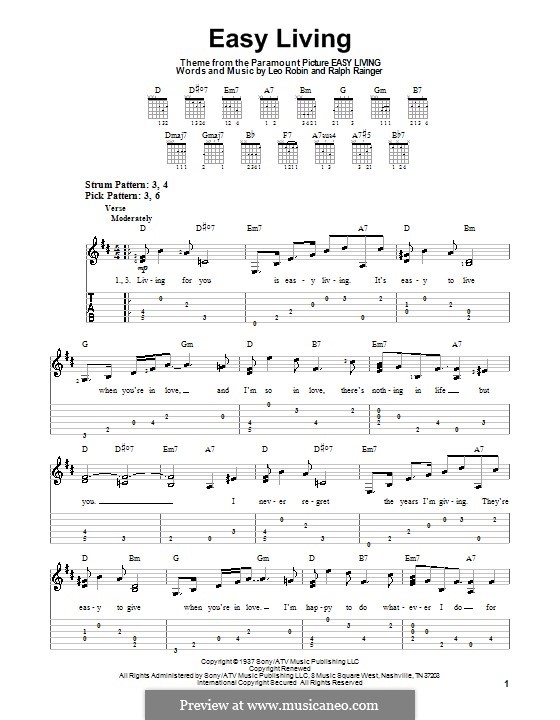 Easy Living (Billie Holiday): Para guitarra (versão facil) by Leo Robin, Ralph Rainger