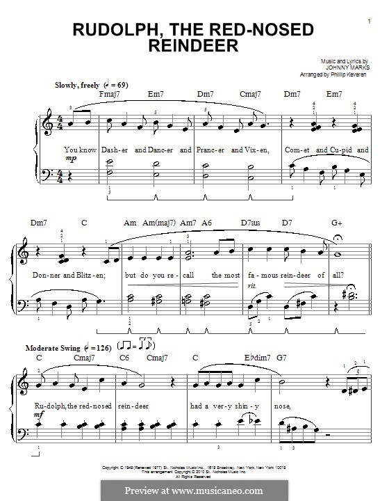 Rudolph the Red-Nosed Reindeer (Piano version): Jazz version by Johnny Marks