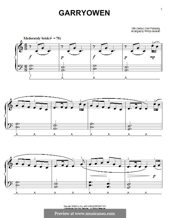 Garryowen: Facil para o piano by folklore
