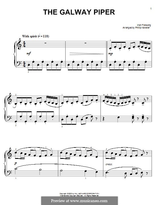 The Galway Piper: Facil para o piano by folklore