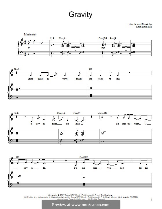 Gravity: Para vocais e piano (ou Guitarra) by Sara Bareilles