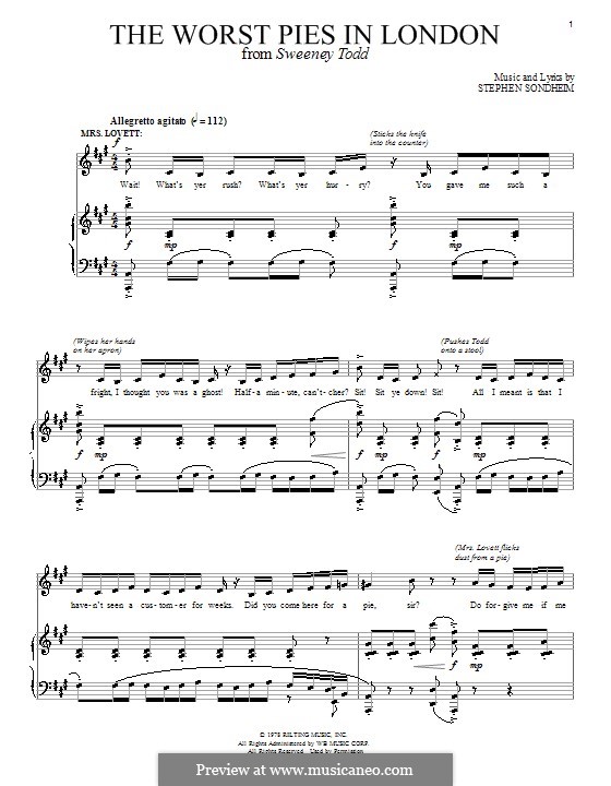 The Worst Pies in London: Para vocais e piano (ou Guitarra) by Stephen Sondheim