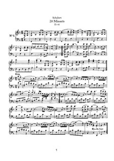 Twenty Minuets, D.41: Para Piano by Franz Schubert