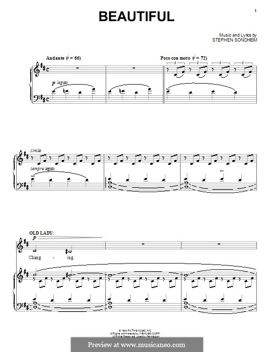 Beautiful: Para vocais e piano (ou Guitarra) by Stephen Sondheim