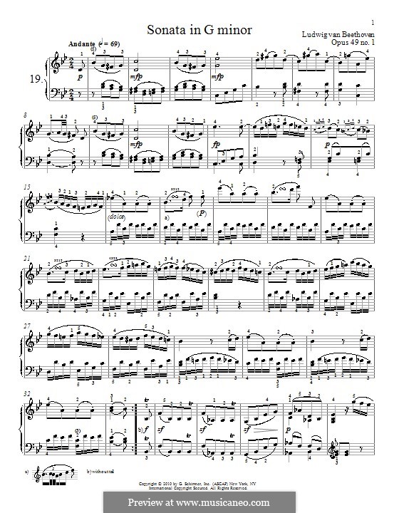 Sonata for Piano No.19, Op.49 No.1: para um único cantor (Partitura de alta qualidade) by Ludwig van Beethoven