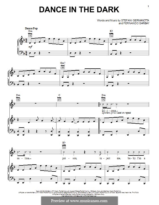 Dance in the Dark (Lady Gaga): Para vocais e piano (ou Guitarra) by Fernando Garibay, Stefani Germanotta
