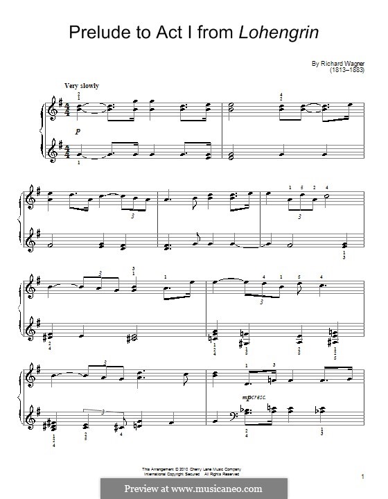 Fragments: Introduction to Act I, for piano (high quality sheet music) by Richard Wagner
