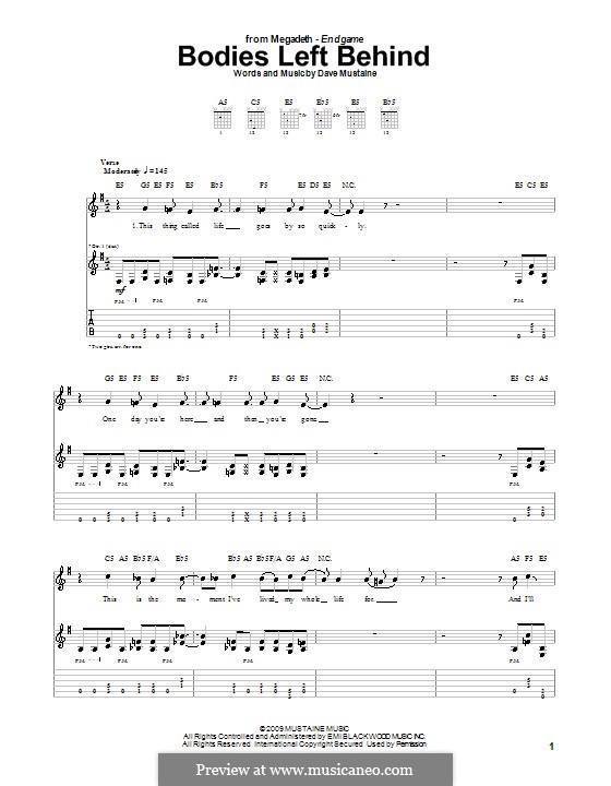 Bodies Left Behind (Megadeth): Para guitarra com guia by Dave Mustaine