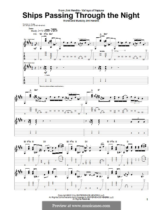 Ships Passing Through the Night: Para guitarra com guia by Jimi Hendrix