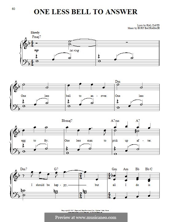 One Less Bell to Answer por B. Bacharach Partituras on músicaNeo