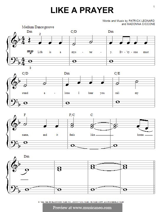 Like a Prayer: para piano (versão facil) by Madonna, Patrick Leonard