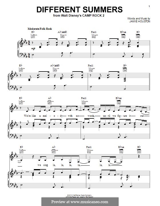 Different Summers (Demi Lovato): Para vocais e piano (ou Guitarra) by Jamie Houston