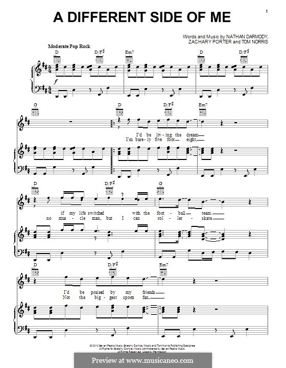 A Different Side of Me (Allstar Weekend): Para vocais e piano (ou Guitarra) by Nathan Darmody, Tom Norris, Zachary Porter