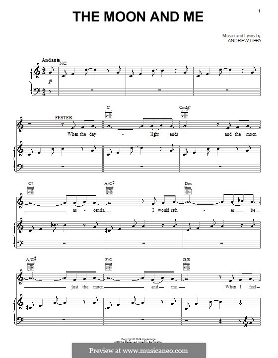 The Moon and Me: Para vocais e piano (ou Guitarra) by Andrew Lippa