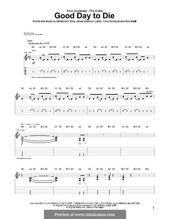 Good Day to Die (Godsmack): Para guitarra com guia by James Shannon Larkin, Rob Merrill, Sully Erna, Tony Rombola