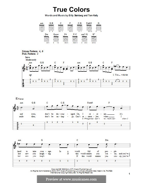 True Colors: facil para guitarra (com guia) by Billy Steinberg, Tom Kelly