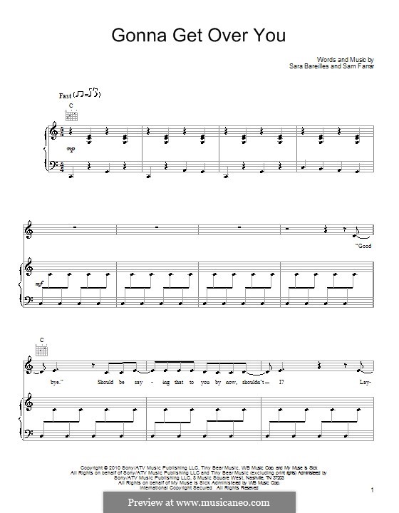 Gonna Get Over You (Sara Bareilles): Para vocais e piano (ou Guitarra) by Sam Farrar