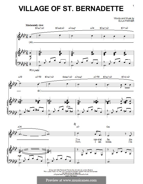 Village of St. Bernadette: Para vocais e piano (ou Guitarra) by Eula Parker