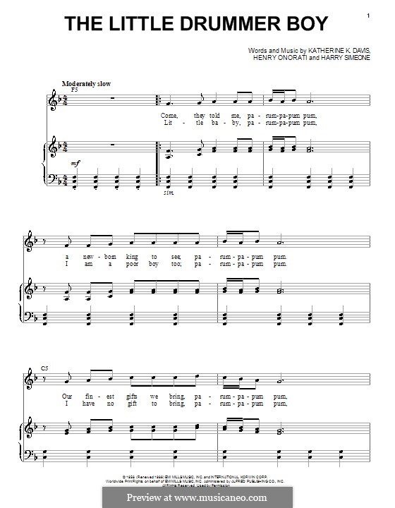 Vocal version: para voz e piano ou guitarra (Andy Williams) by Harry Simeone, Henry Onorati, Katherine K. Davis