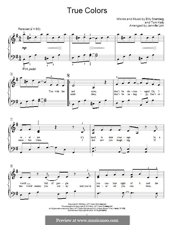 True Colors: Para Piano by Billy Steinberg, Tom Kelly