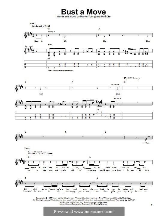 Bust a Move: For guitar with tab (Young MC) by Marvin Young, Matt Dike