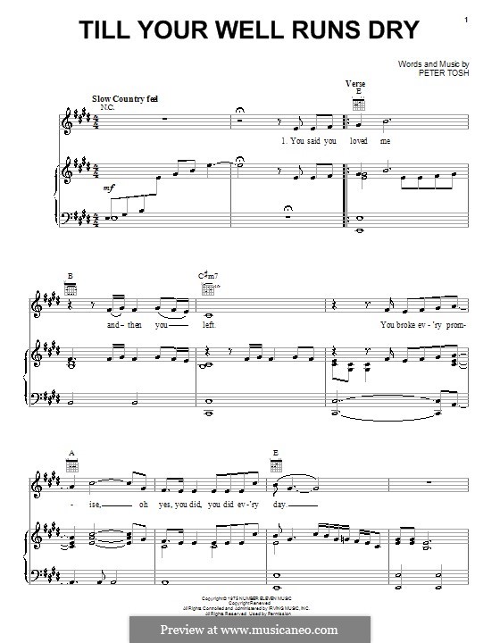Till Your Well Runs Dry: Para vocais e piano (ou Guitarra) by Peter Tosh